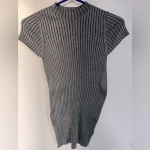 Express Gray Knit Mock Neck Tank Fitted Size M